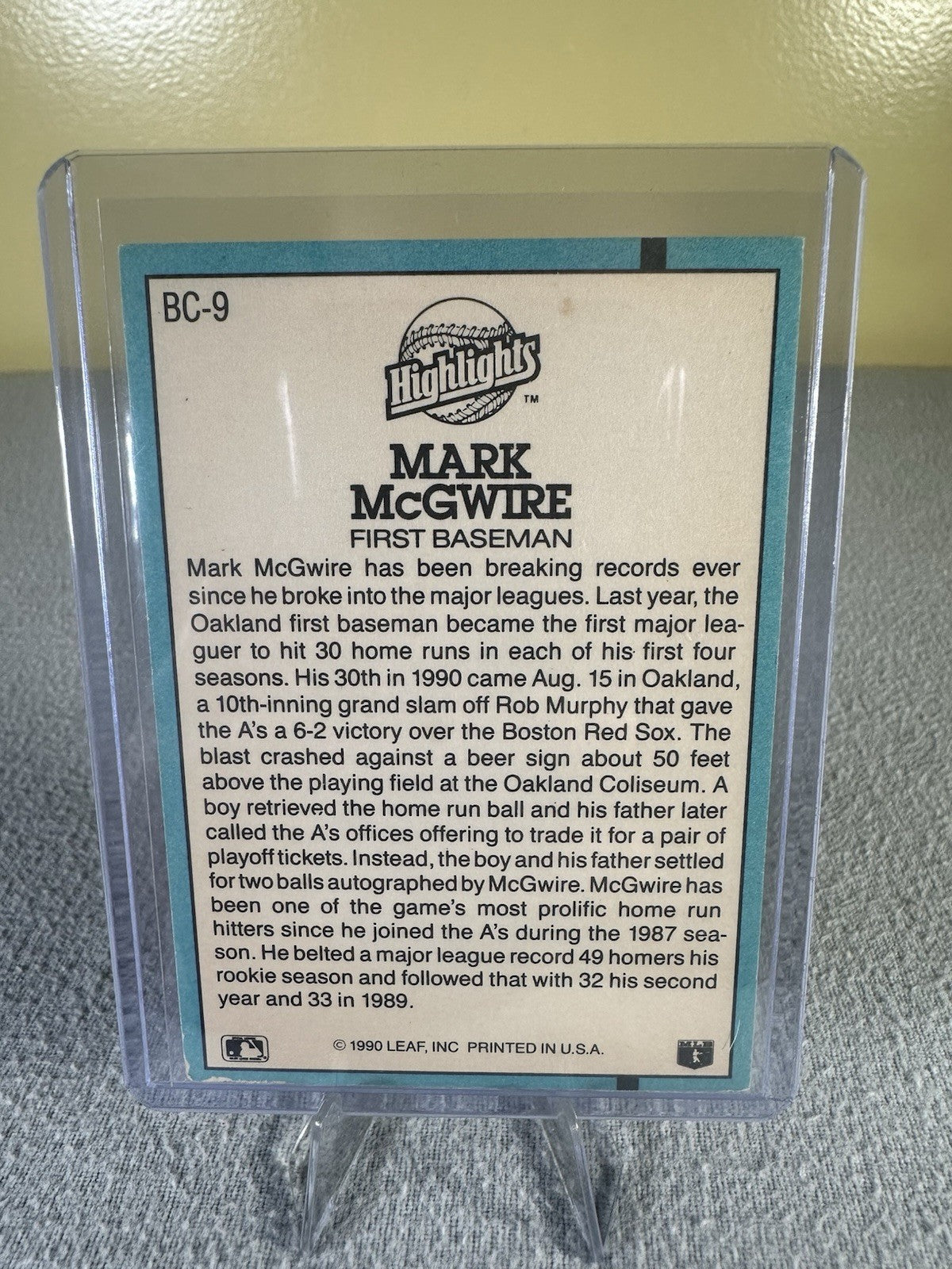 Mark McGwire 1991 Donruss #BC-9