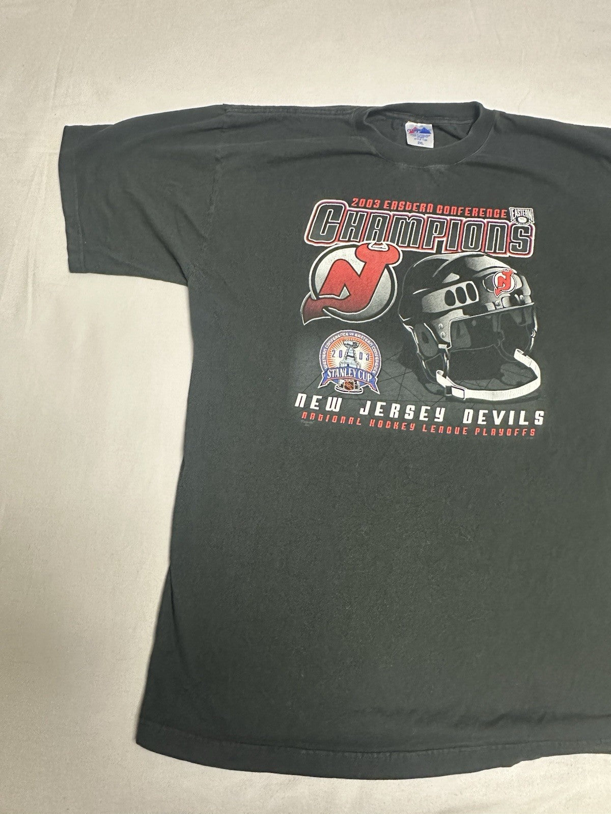 Vintage NJ Devils 2003 Eastern Conference Champions T Shirt Size 2XLarge Hockey
