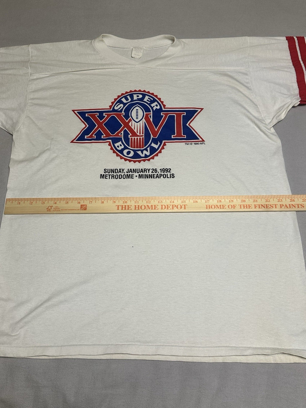 Vintage Super Bowl 1992 XXVI 3/4 Sleeve Shirt XXL White Bills Vs Redskins RARE