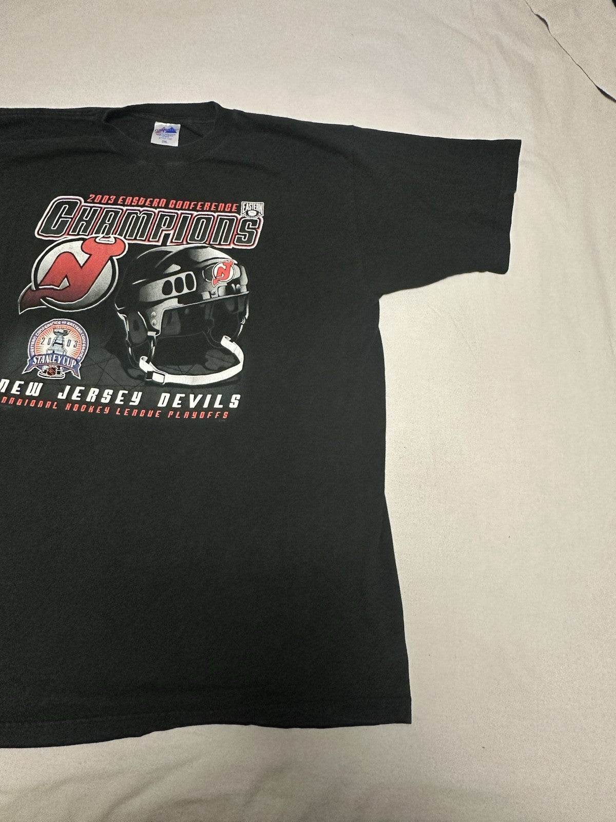 Vintage NJ Devils 2003 Eastern Conference Champions T Shirt Size 2XLarge Hockey