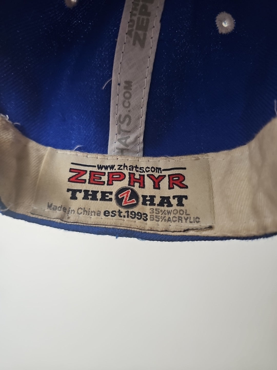 New York Rangers Hat Cap Snapback NHL Blue Red Spell Out Zephyr Wool Blend Y2K