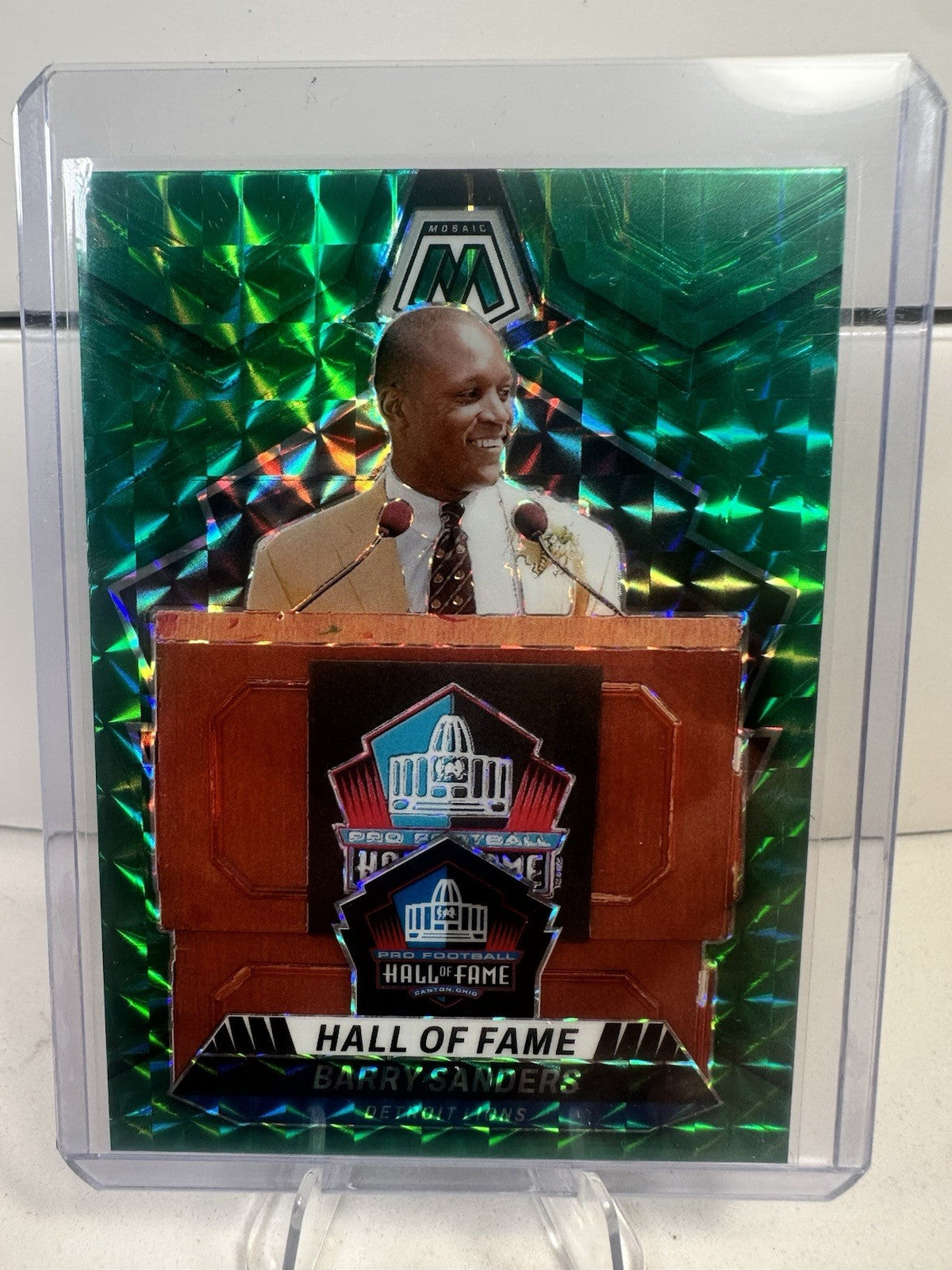 2024 NFL Mosaic Barry Sanders Hall of Fame ~Green Mosaic Prizm~ #291 LIONS