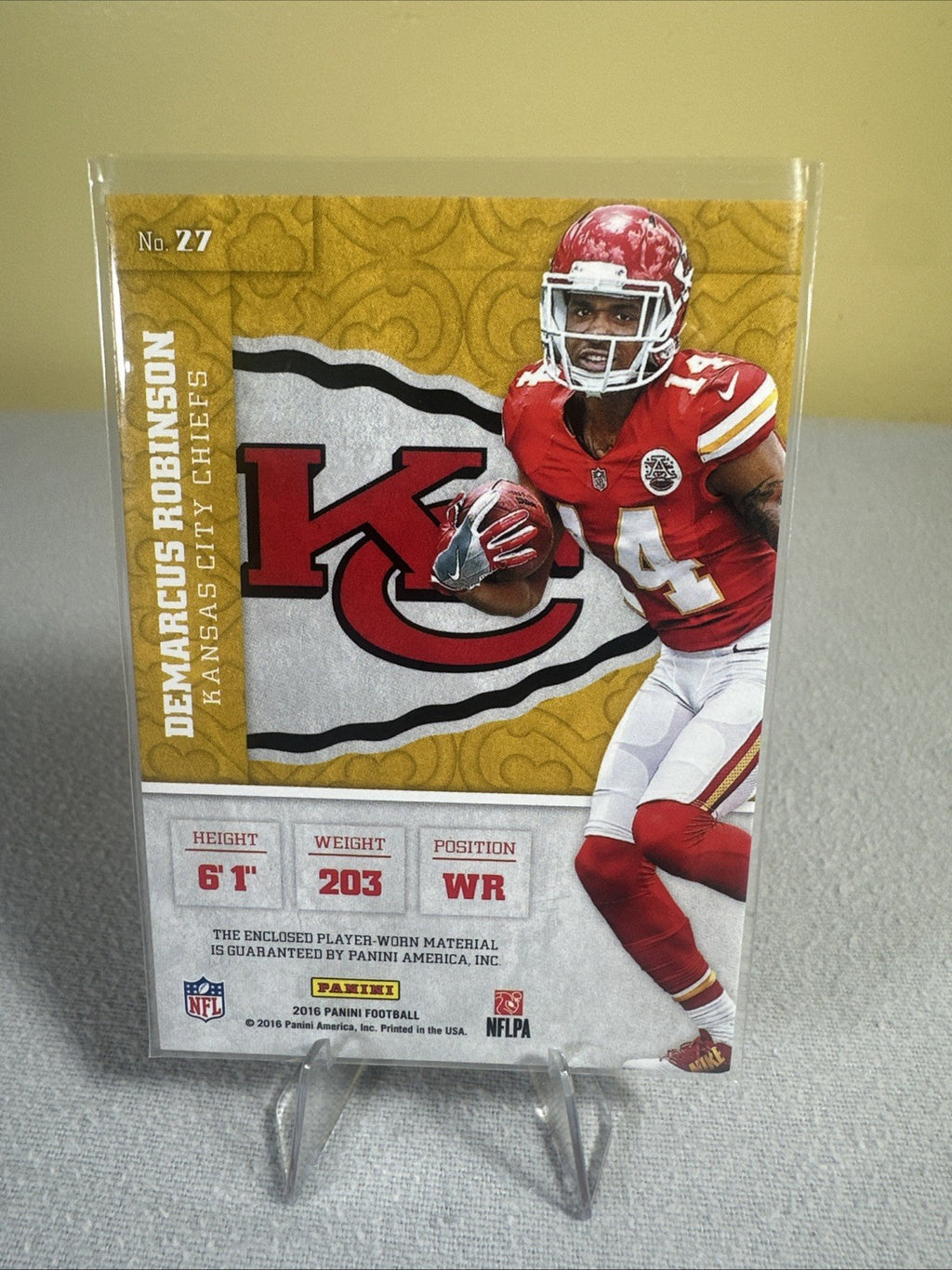 Demarcus Robinson Rookie Jersey Relic Chiefs Panini RC Patch Card