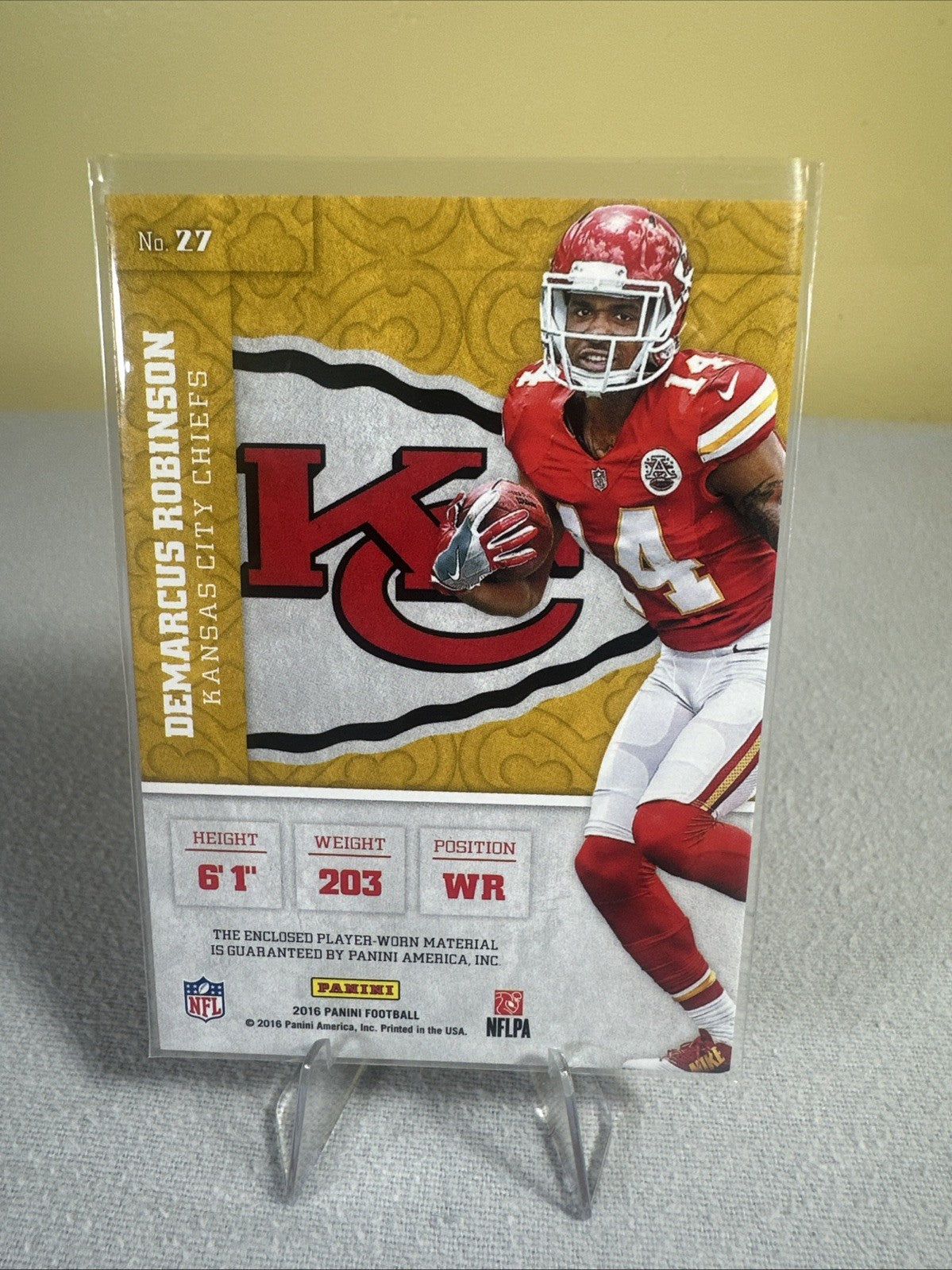 Demarcus Robinson Rookie Jersey Relic Chiefs Panini RC Patch Card