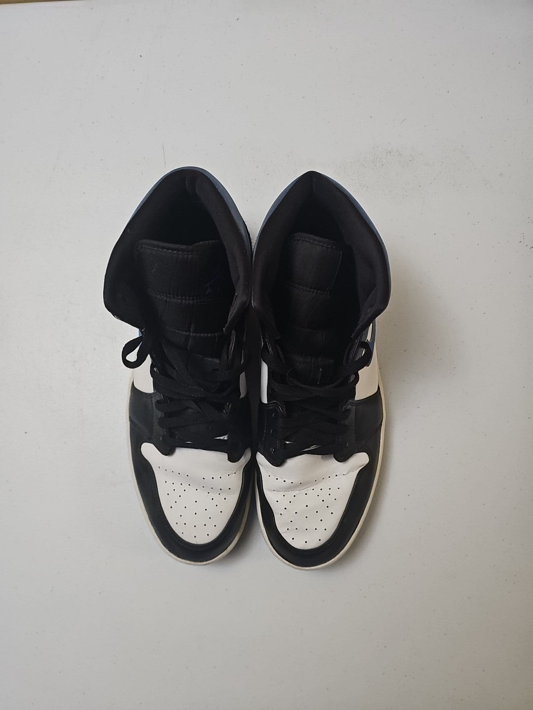 Authentic Nike Mens Jordan 1 Mid 554724-140 Black Blue White Sneaker Shoes 13