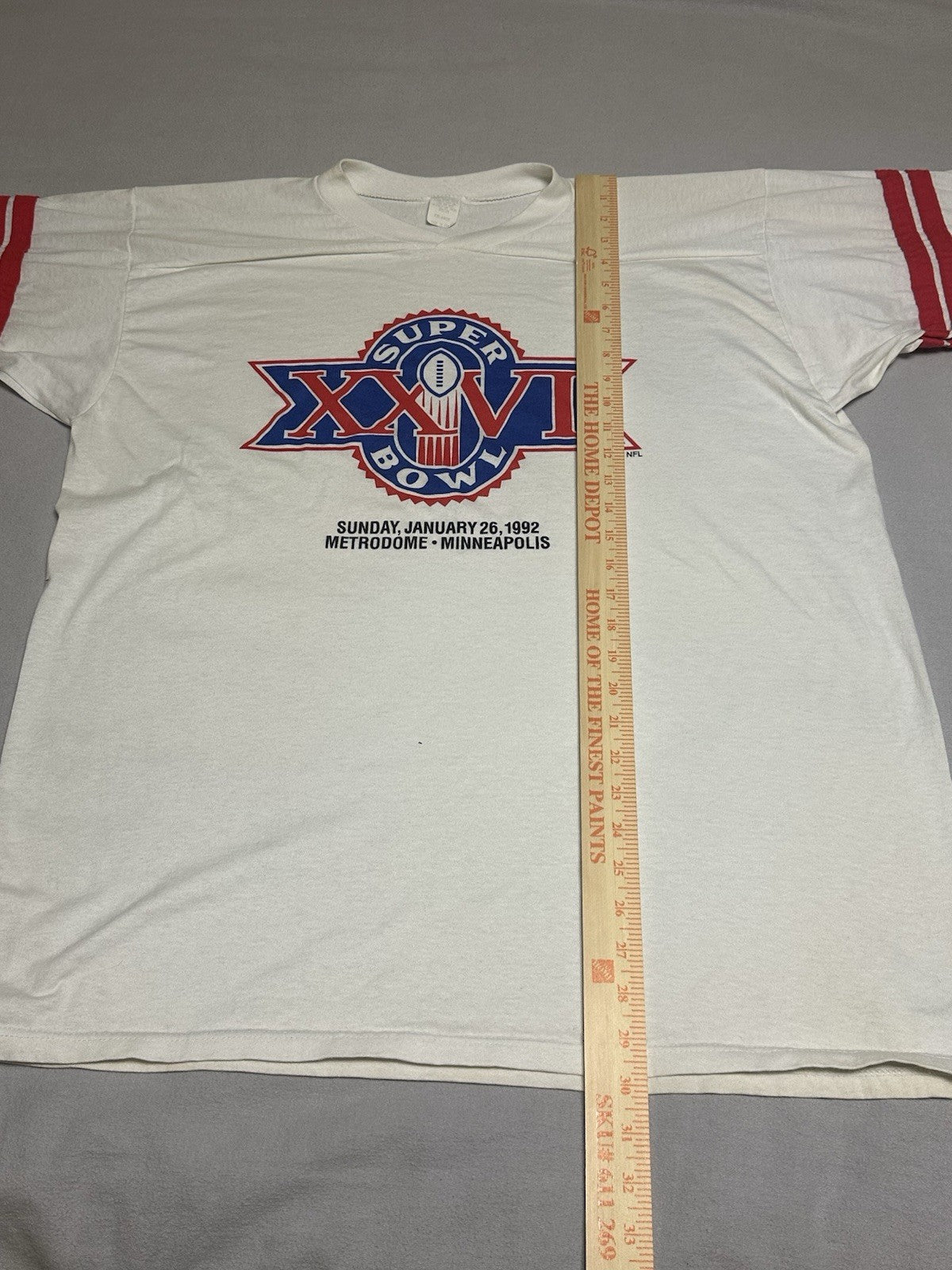 Vintage Super Bowl 1992 XXVI 3/4 Sleeve Shirt XXL White Bills Vs Redskins RARE