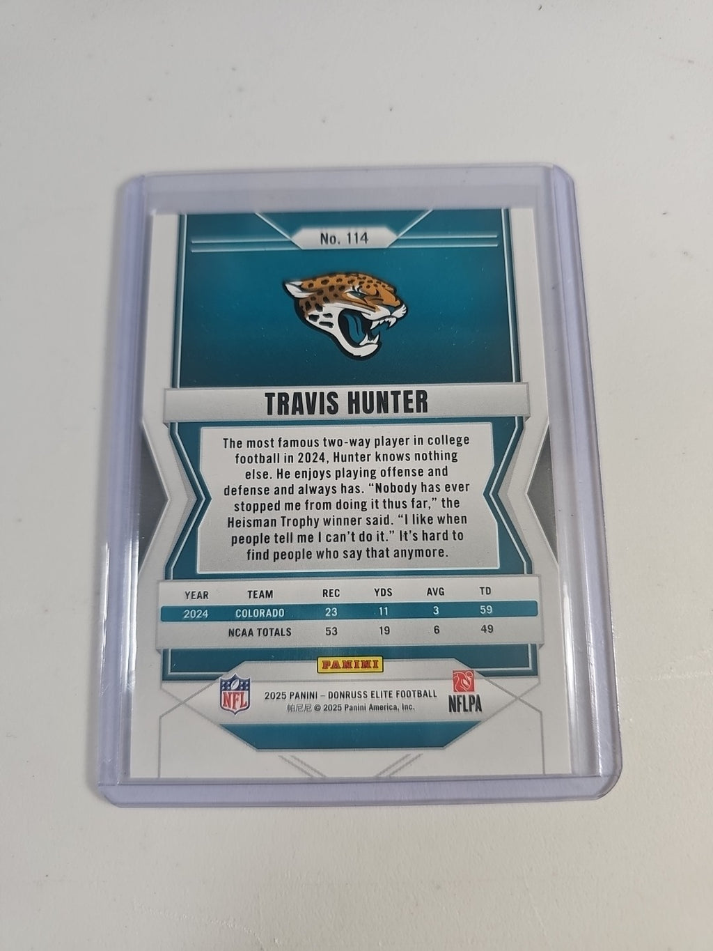 2025 Panini Elite Travis Hunter Rookie PINK SSP RC#114 JAGS🔥🔥