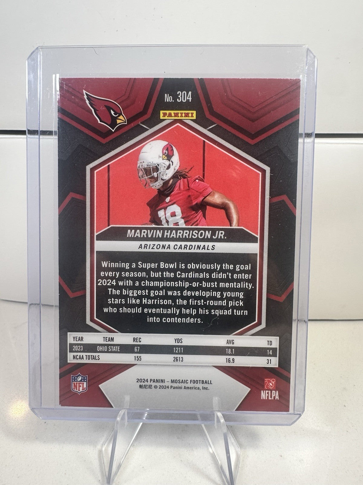 2024 PANINI MOSAIC MARVIN HARRISON JR. ROOKIE ARIZONA CARDINALS RC