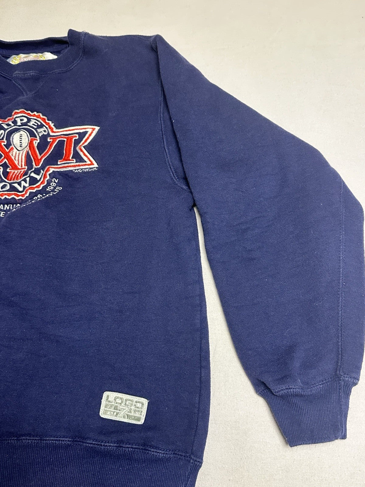 Vintage Super Bowl 26 Crewneck Sweatshirt 1992 Small Blue Minneapolis