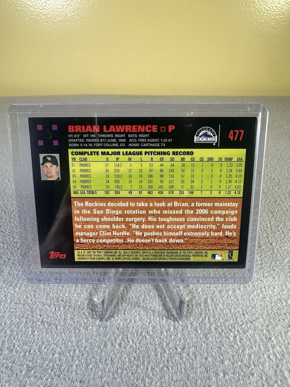 BRIAN LAWRENCE #477 2007 Topps Baseball  Colorado Rockies