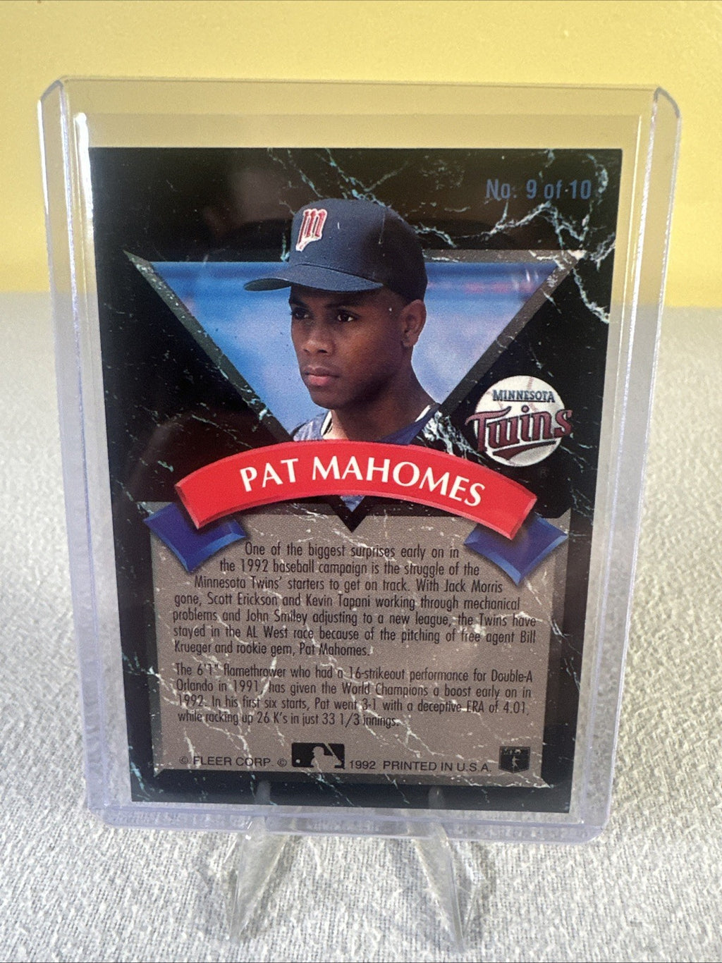 1992 Fleer Ultra All-Rookie Team Pat Mahomes #9 - Minnesota Twins