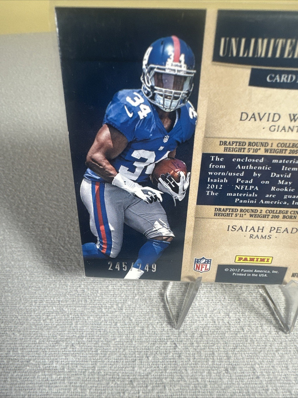 2012 Panini Prominence Prime 245/249 David Wilson Isaiah Pead #3 Rookie RC