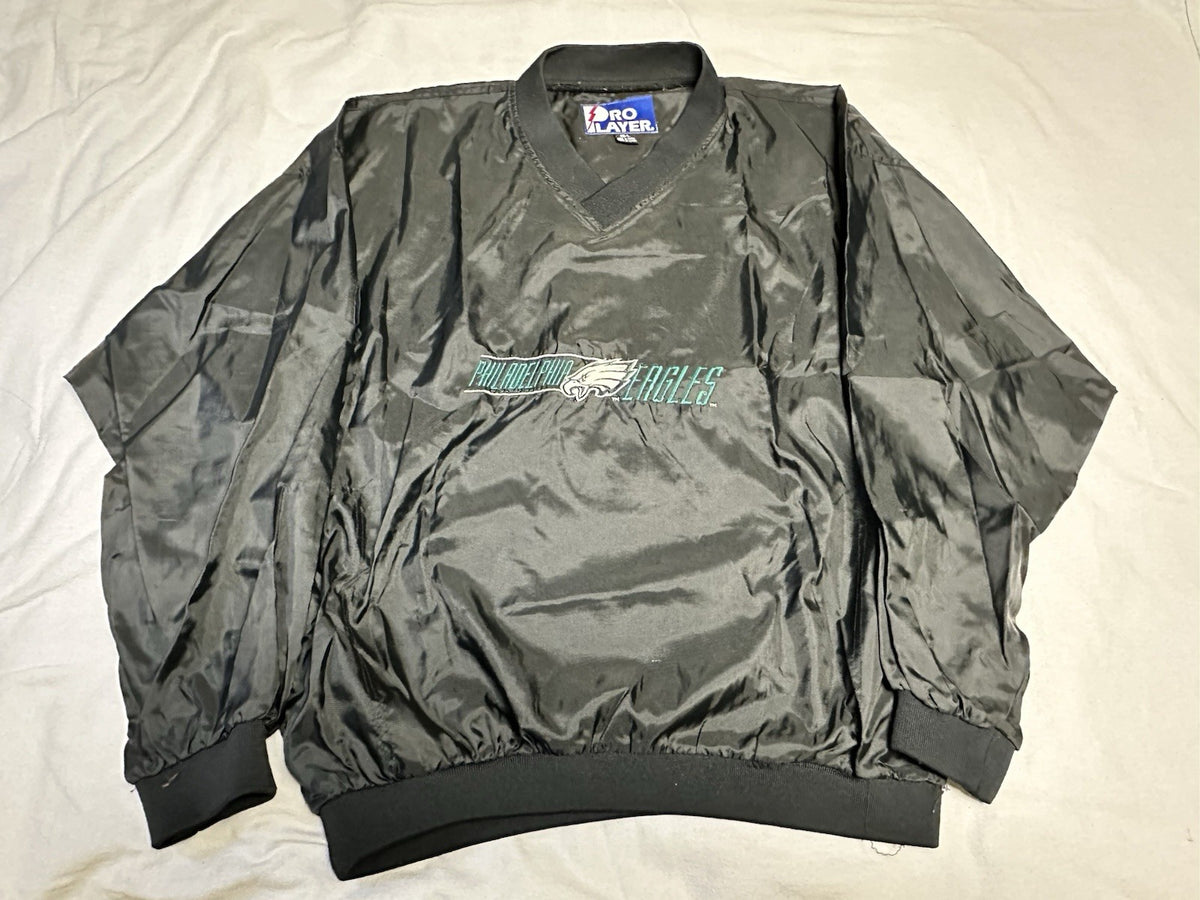 Vintage Philadelphia Eagles Jacket Mens Large Black NFL Football Pro Player 90s