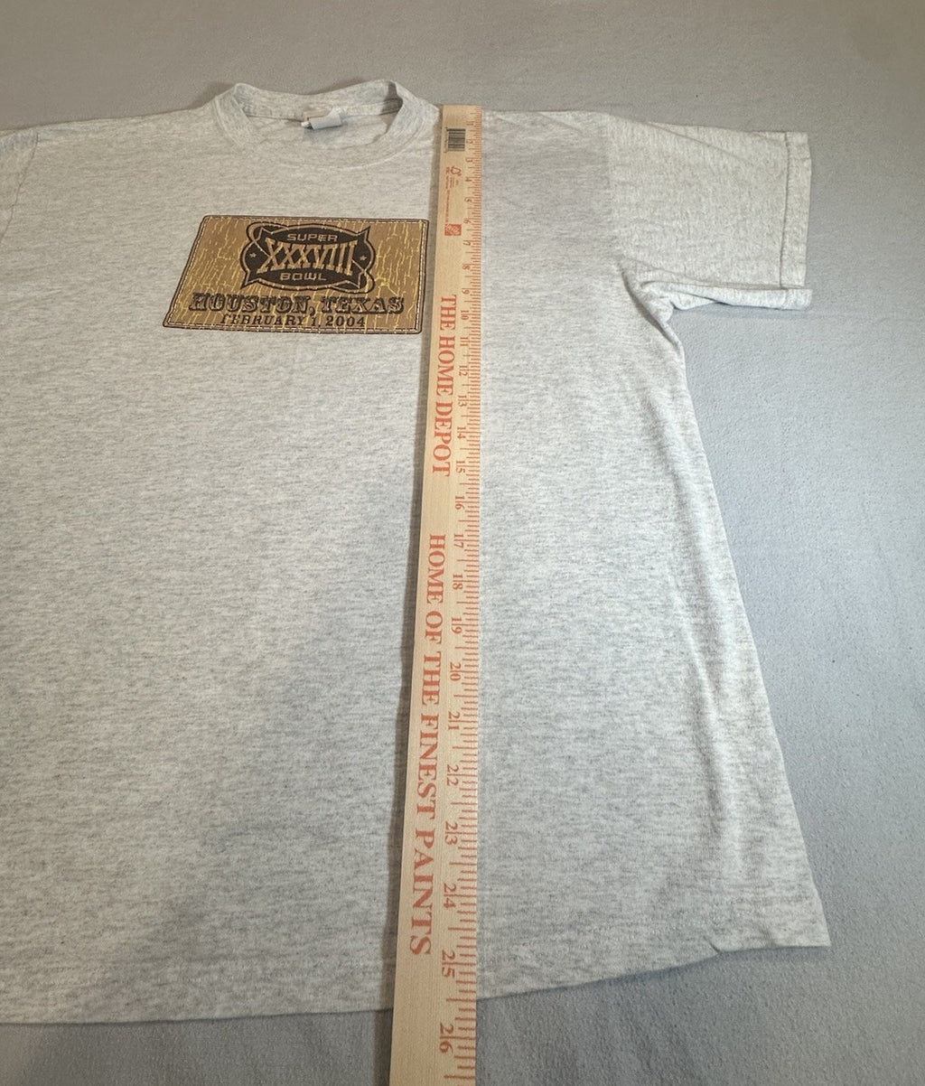 Vintage 2004 Super Bowl XXXVIII Houston Texas Football Ticket White Tee Sz XL