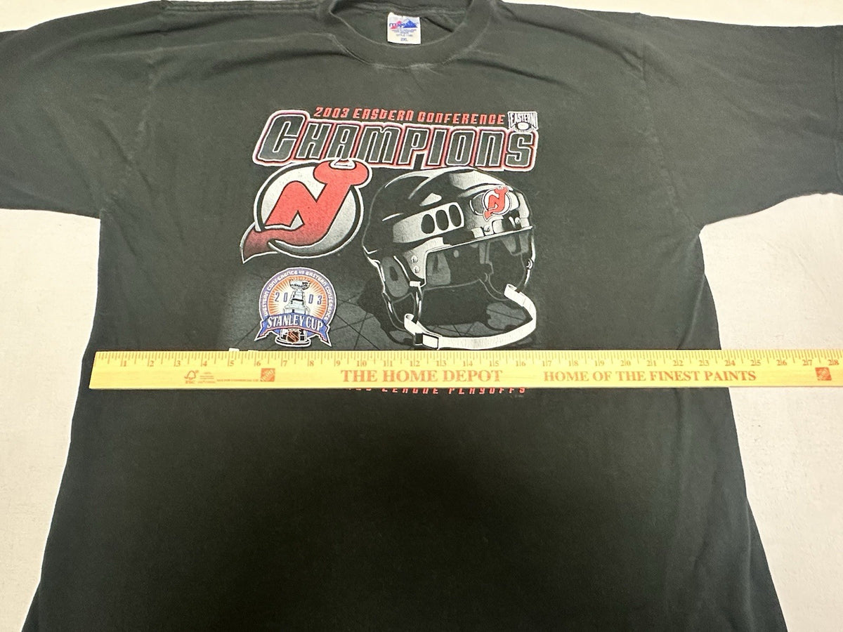 Vintage NJ Devils 2003 Eastern Conference Champions T Shirt Size 2XLarge Hockey