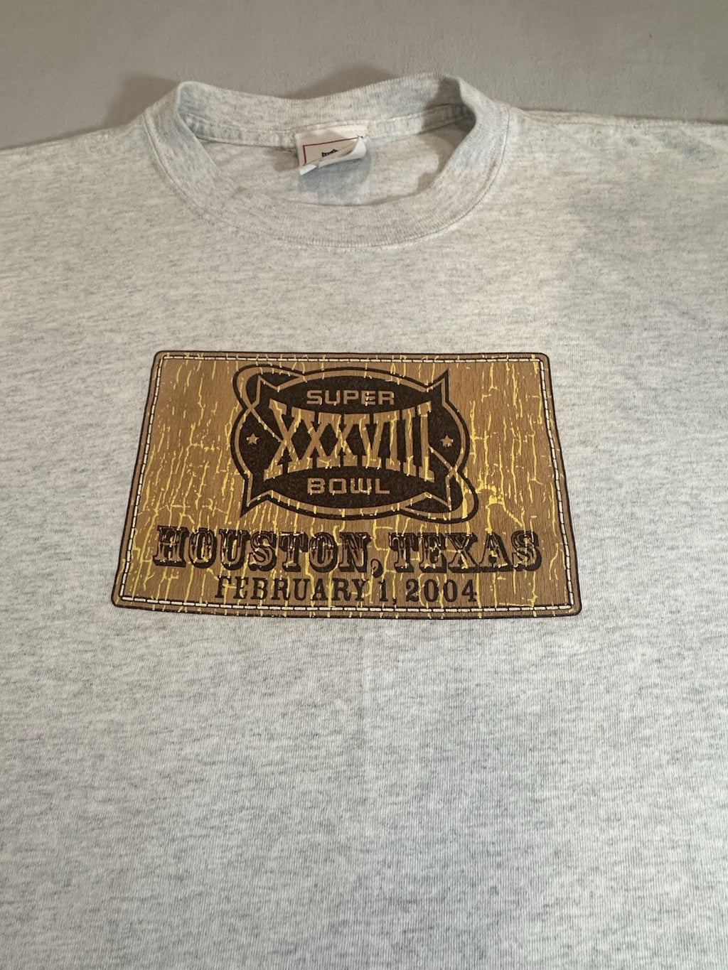 Vintage 2004 Super Bowl XXXVIII Houston Texas Football Ticket White Tee Sz XL