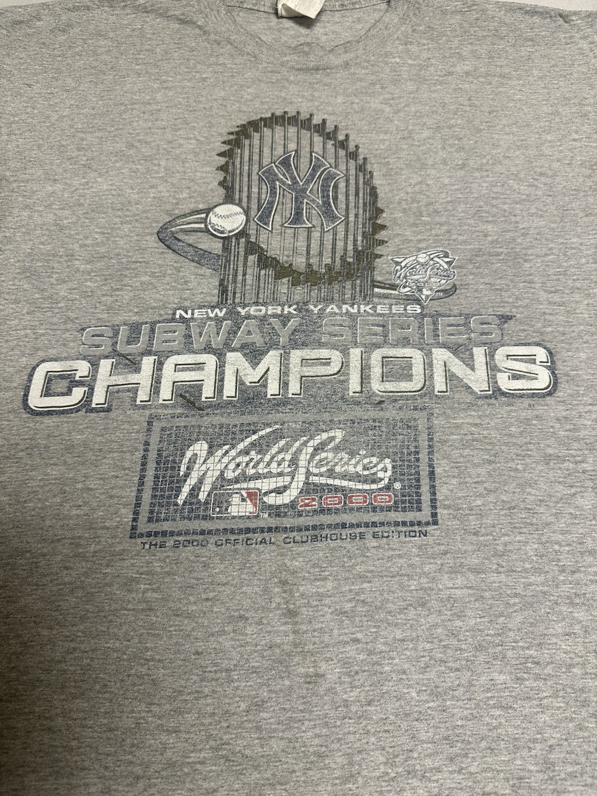 Vintage 2000 Lee Sport New York Yankees Subway Series Champions T-Shirt Grey XL