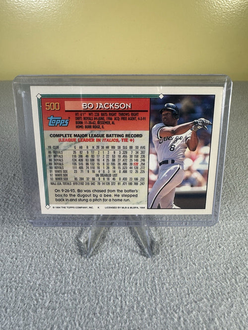 1994 Topps Baseball Card #500 BO JACKSON WHITE SOX  Mint