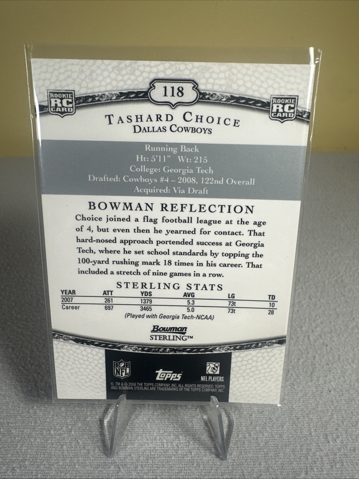 2008 Bowman Sterling Tashard Choice #118 Rookie Auto RC