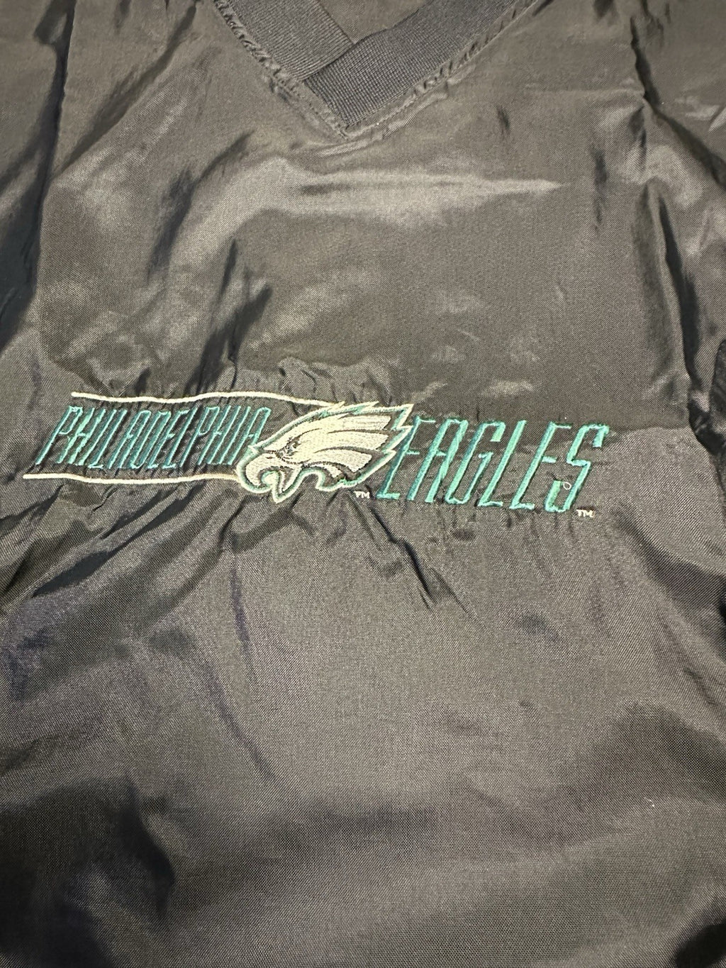 Vintage Philadelphia Eagles Jacket Mens Large Black NFL Football Pro Player 90s