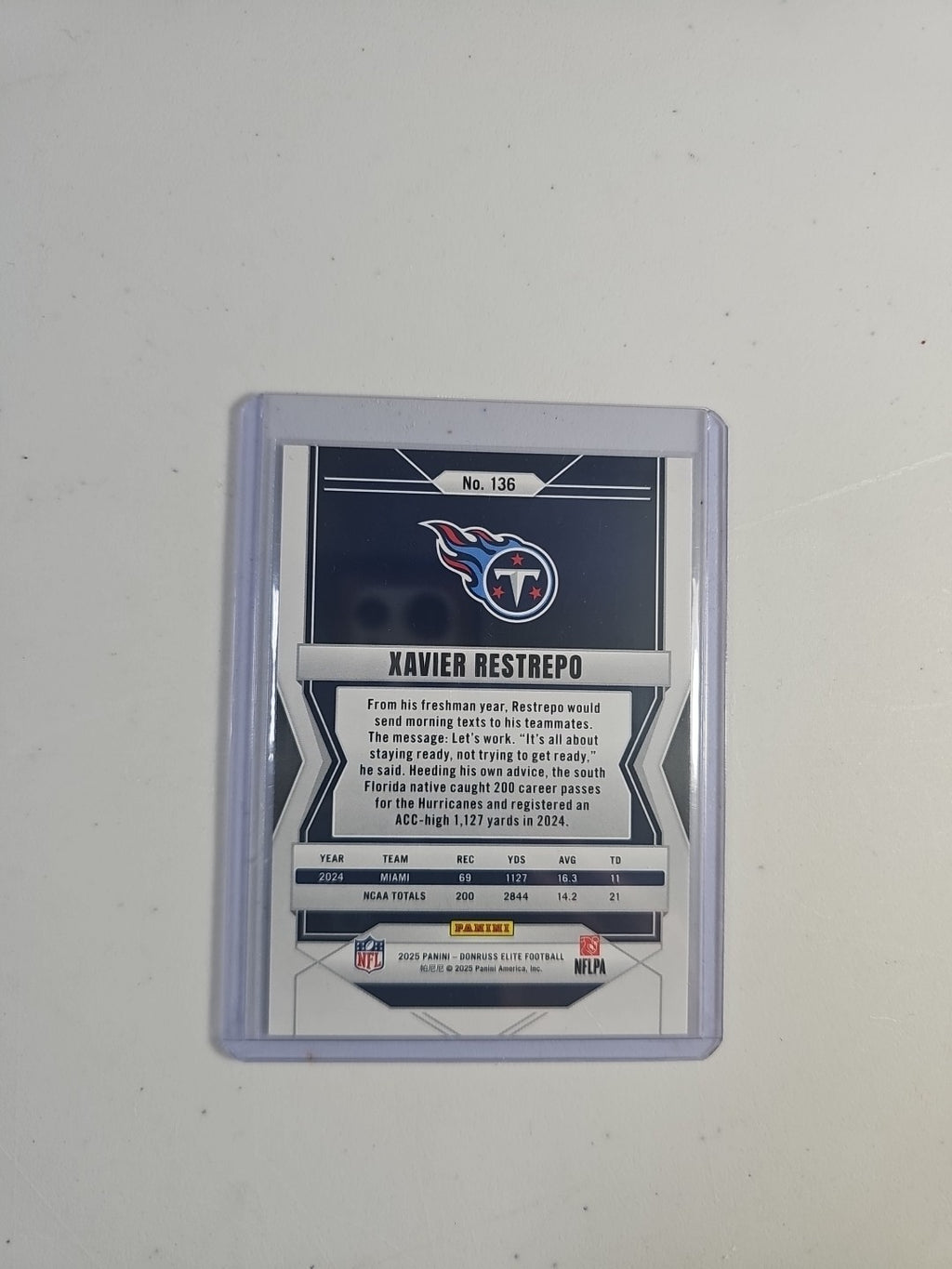 2025 Donruss EliteXavier Restrepo Status Orange /849 RC Titans!