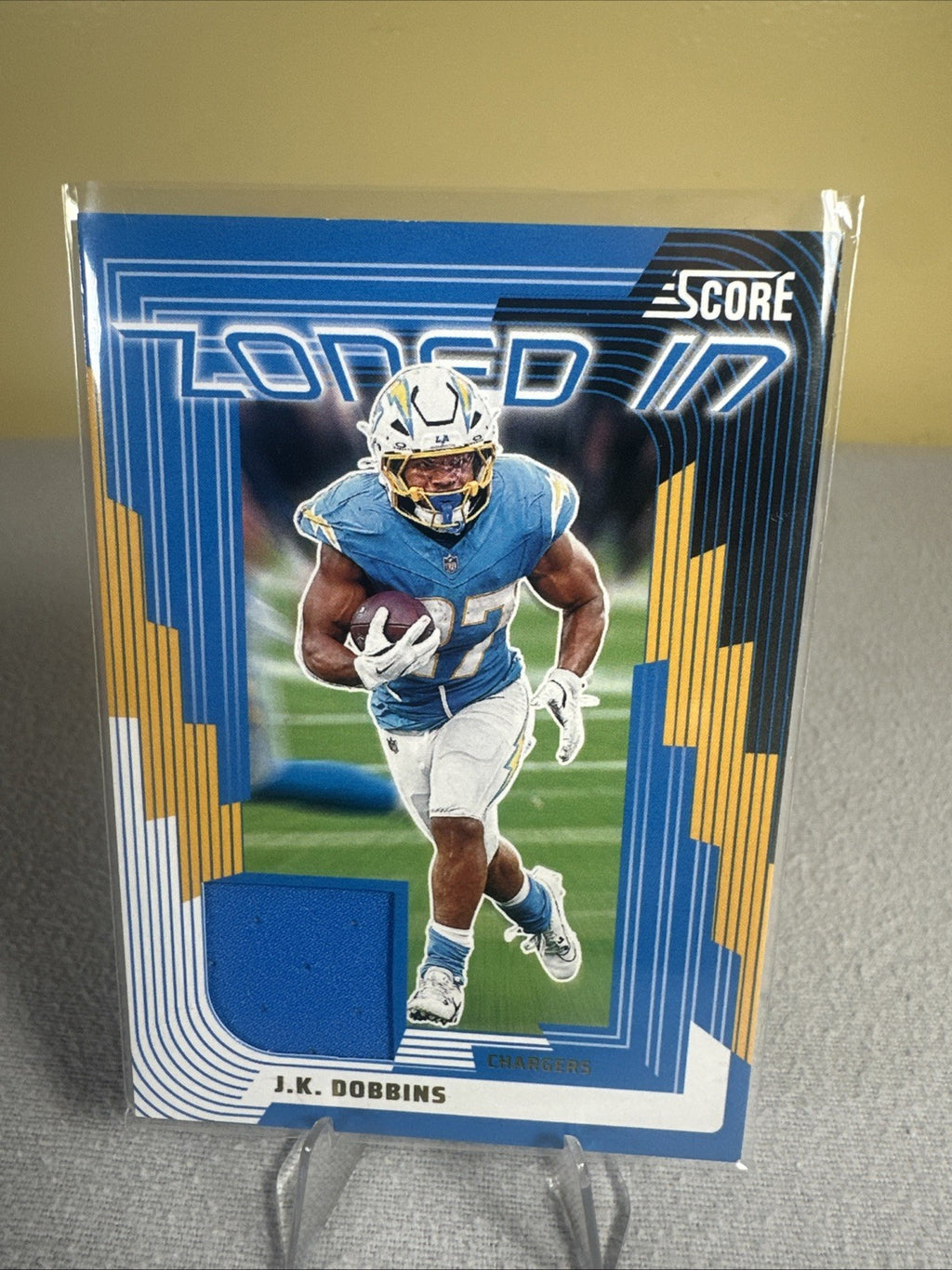 2025 SCORE Football Los Angeles Chargers Patch Relic Zoned In JK Dobbins