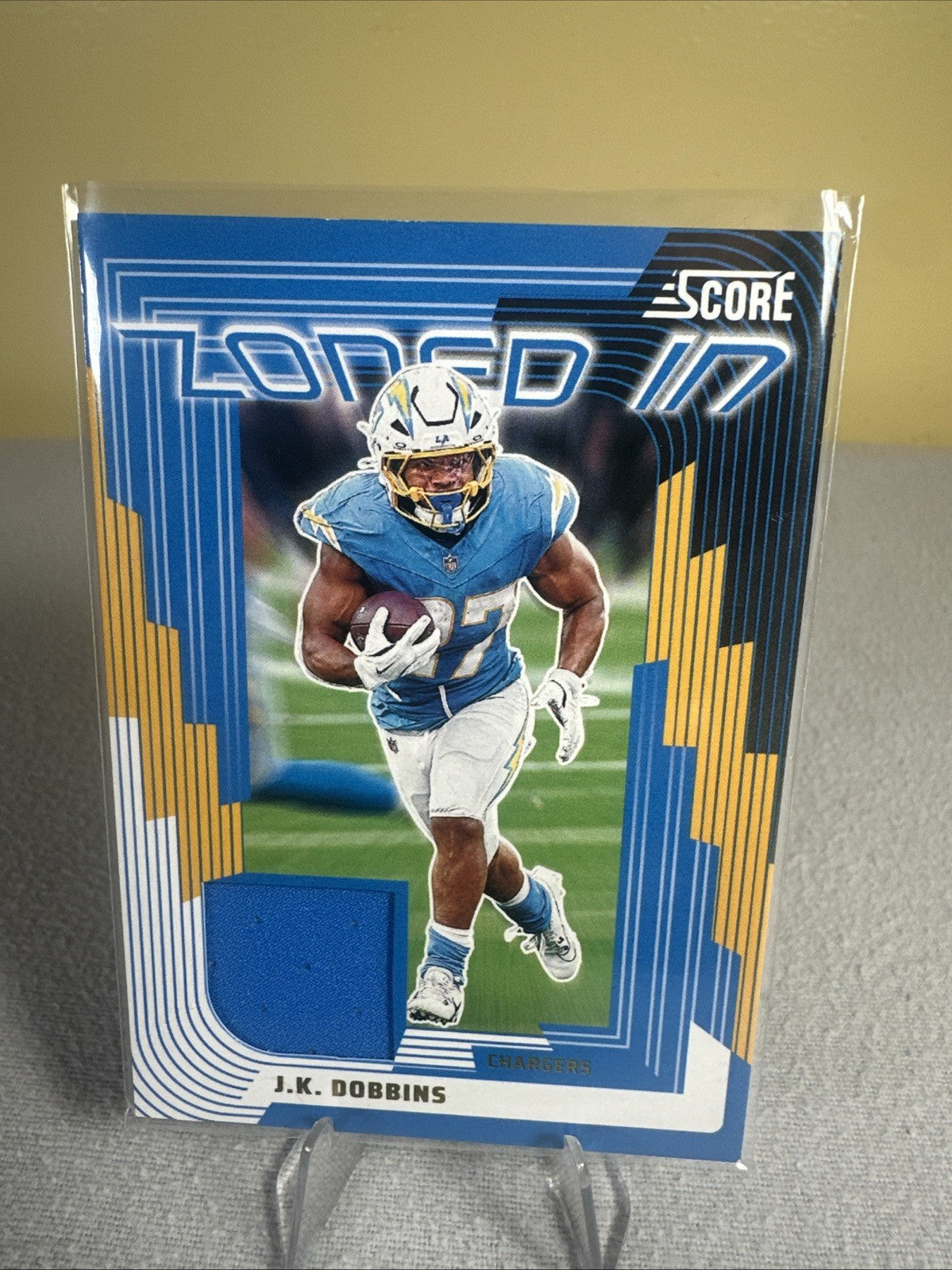 2025 SCORE Football Los Angeles Chargers Patch Relic Zoned In JK Dobbins