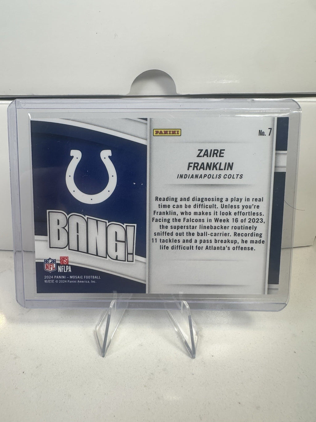 2024 Panini Mosaic Bang! Zaire Franklin #7 Colts Football Card