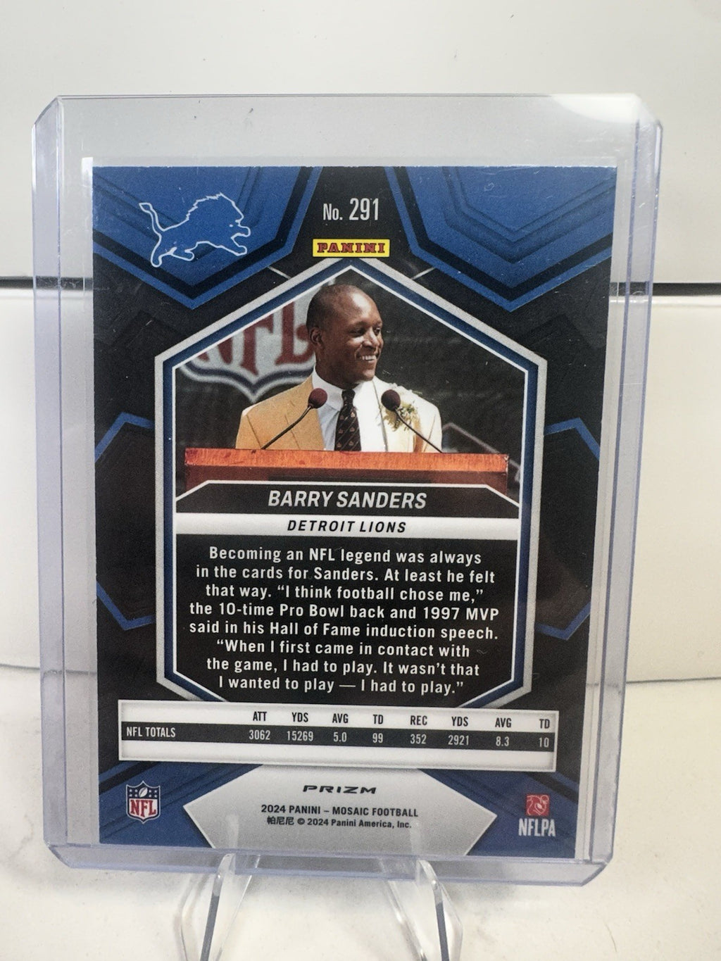 2024 NFL Mosaic Barry Sanders Hall of Fame ~Green Mosaic Prizm~ #291 LIONS