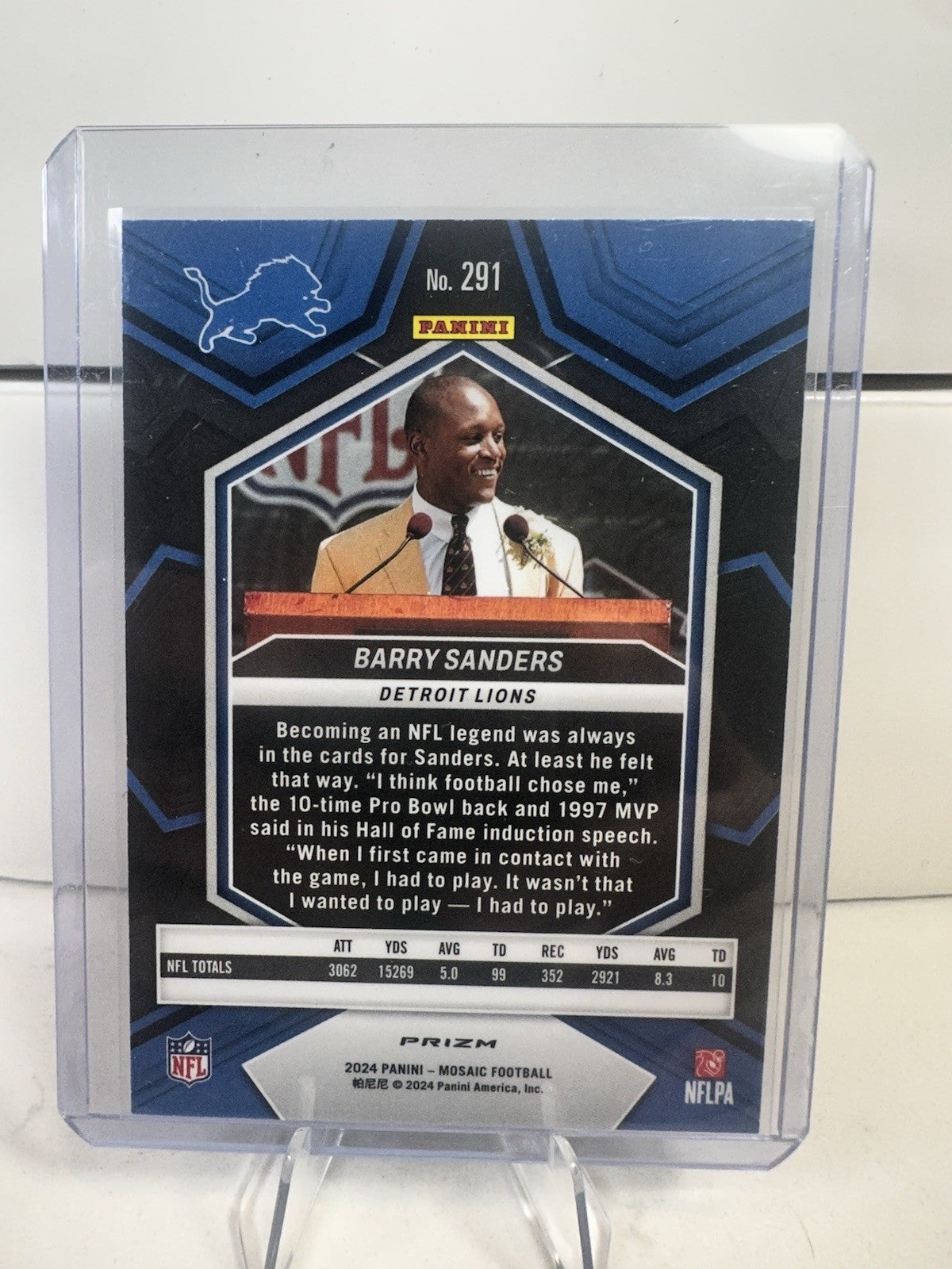 2024 NFL Mosaic Barry Sanders Hall of Fame ~Green Mosaic Prizm~ #291 LIONS