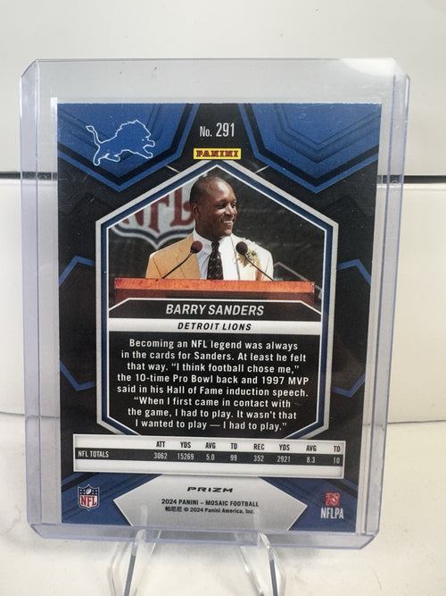 2024 NFL Mosaic Barry Sanders Hall of Fame ~Green Mosaic Prizm~ #291 LIONS