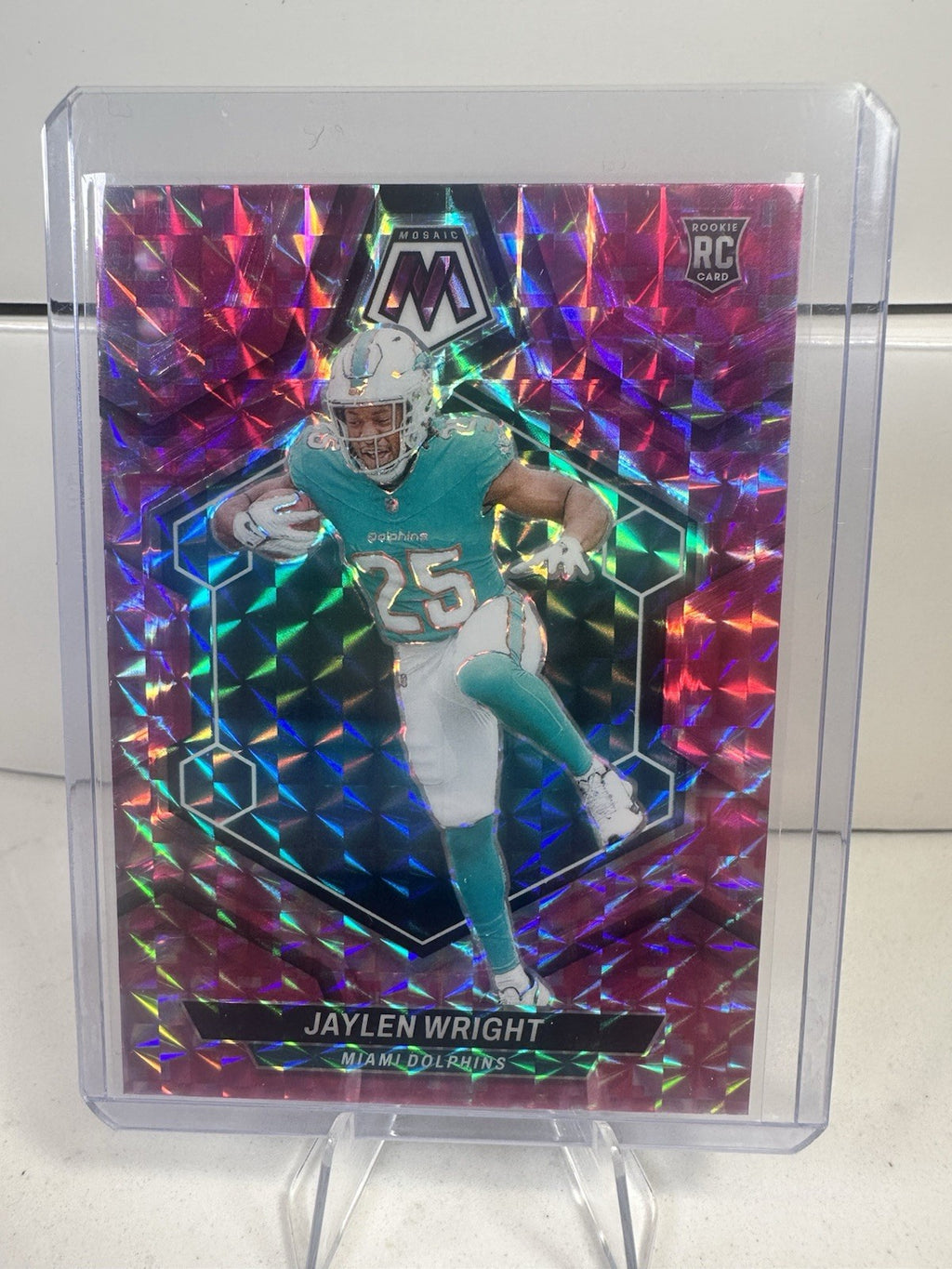 2024 Mosaic Jaylen Wright Pink Camo Prizm Rookie Card RC Dolphins