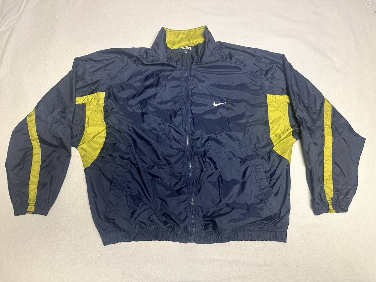 Vintage Nike Windbreaker Navy Men’s XL White Tag 90s Full Zip