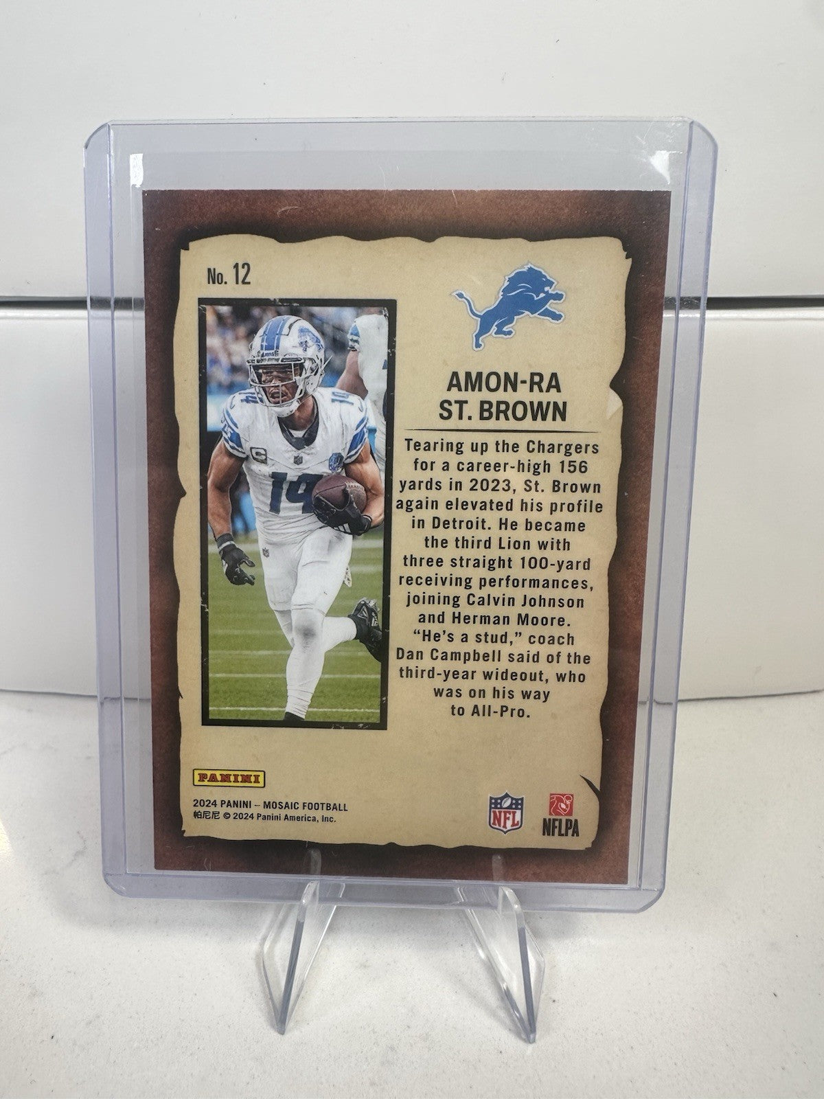 Amon-Ra St Brown 2024 Panini Mosaic Football Notoriety Insert Detroit Lions #12
