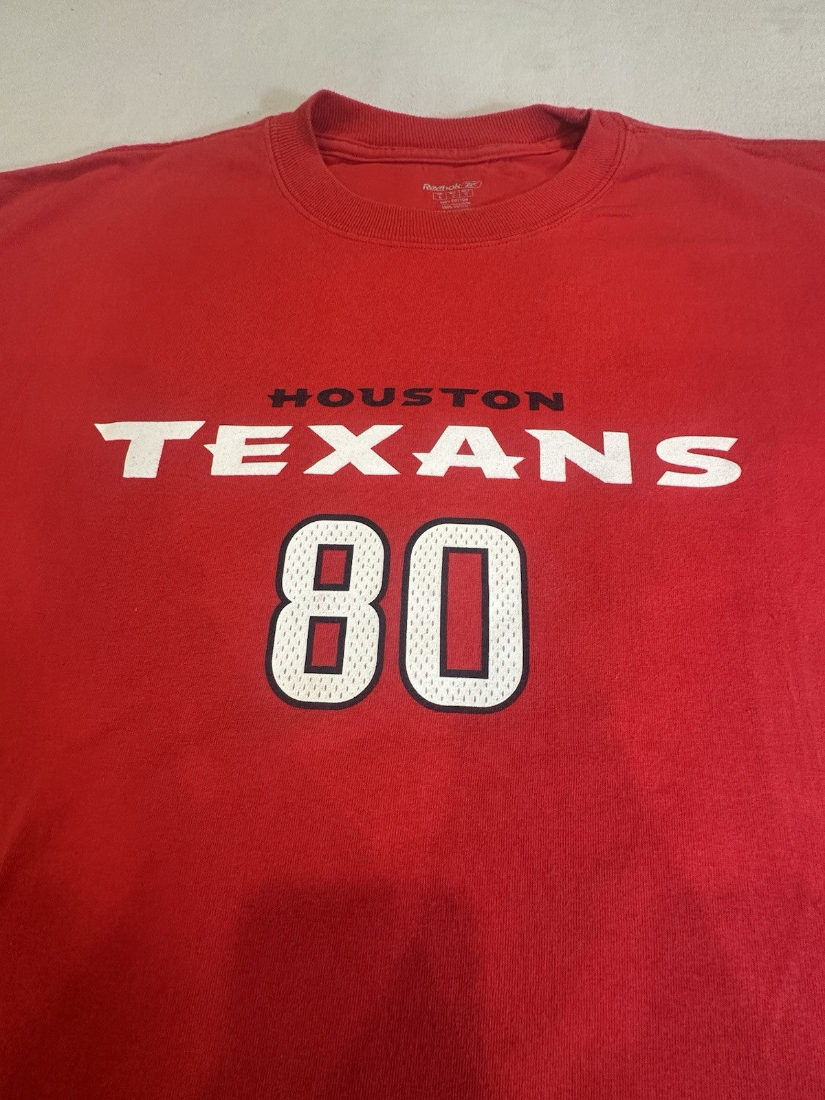 Reebok Houston Texans Shirt Jersey  Andre Johnson #80 NFL Football Tshirt Large