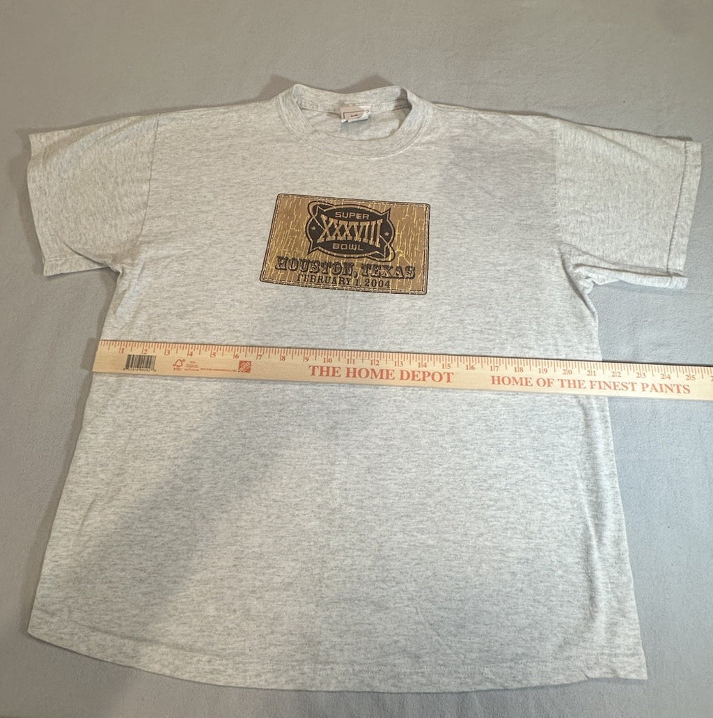 Vintage 2004 Super Bowl XXXVIII Houston Texas Football Ticket White Tee Sz XL