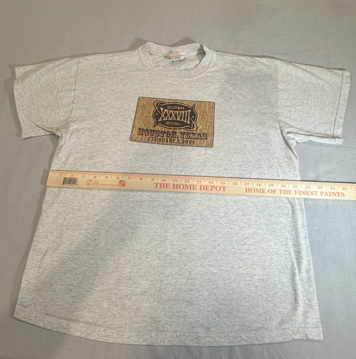 Vintage 2004 Super Bowl XXXVIII Houston Texas Football Ticket White Tee Sz XL
