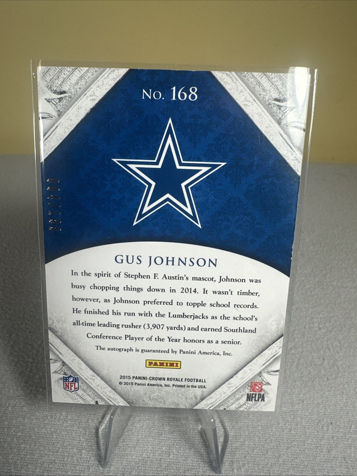2015 Crown Royale Retail Bronze #168 Gus Johnson Autograph 004/199