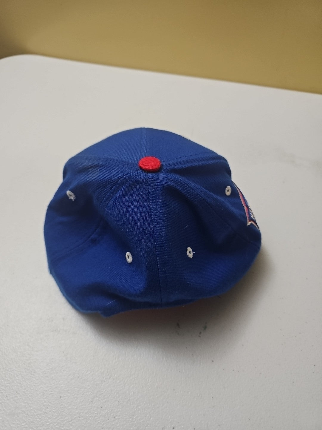 New York Rangers Hat Cap Snapback NHL Blue Red Spell Out Zephyr Wool Blend Y2K