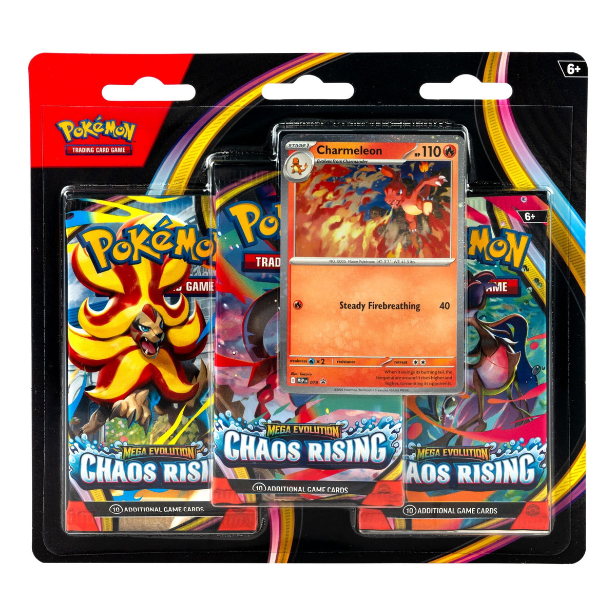 Pokémon TCG: Mega Evolution—Chaos Rising 3-Pack Blister – Charmeleon